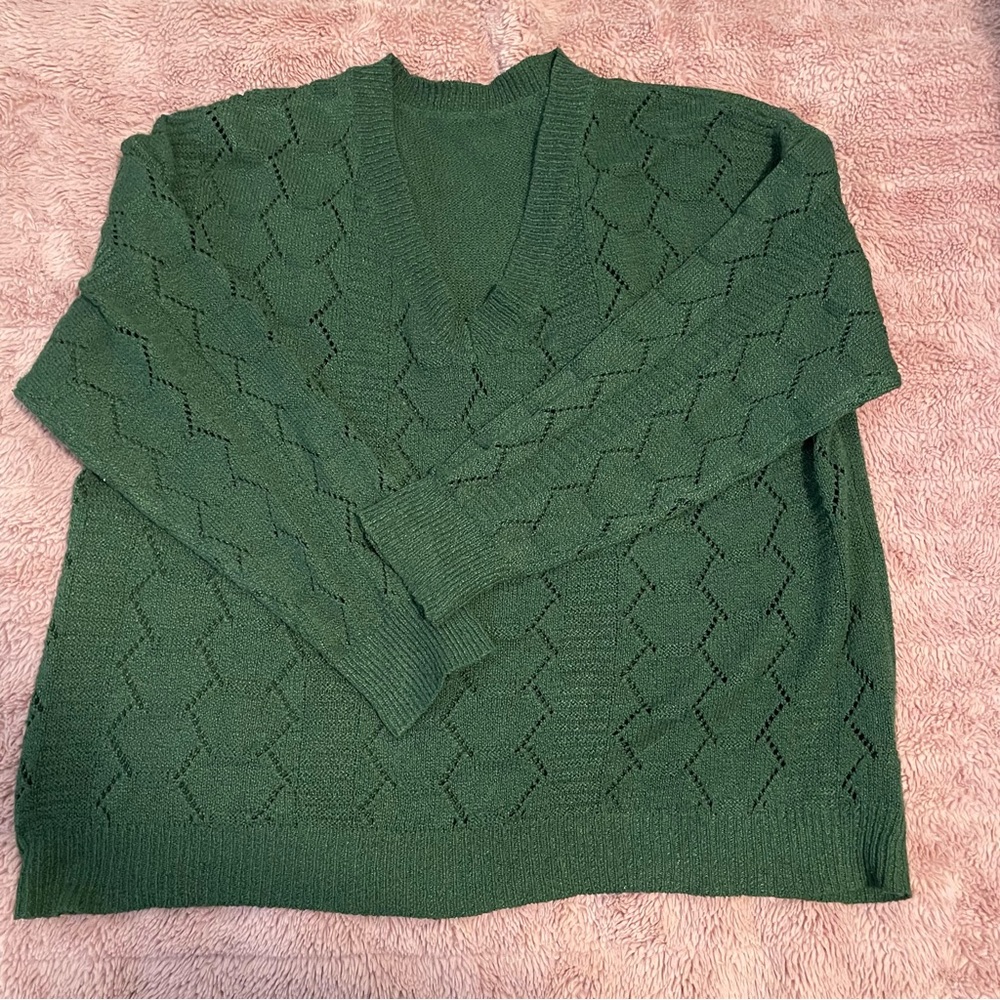 SHEIN green knit sweater 3X